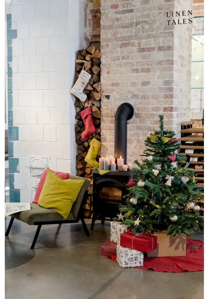 Látková vianočná pančucha Christmas Print Natural – Linen Tales