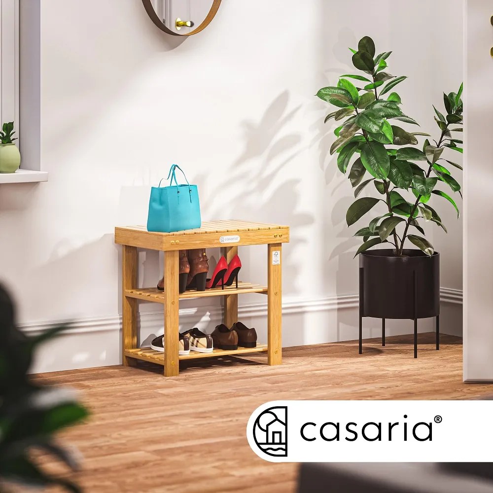 Lavica do predsiene s priestorom na topánky NINA, 50x30x46cm, prírodná hnedá Casaria