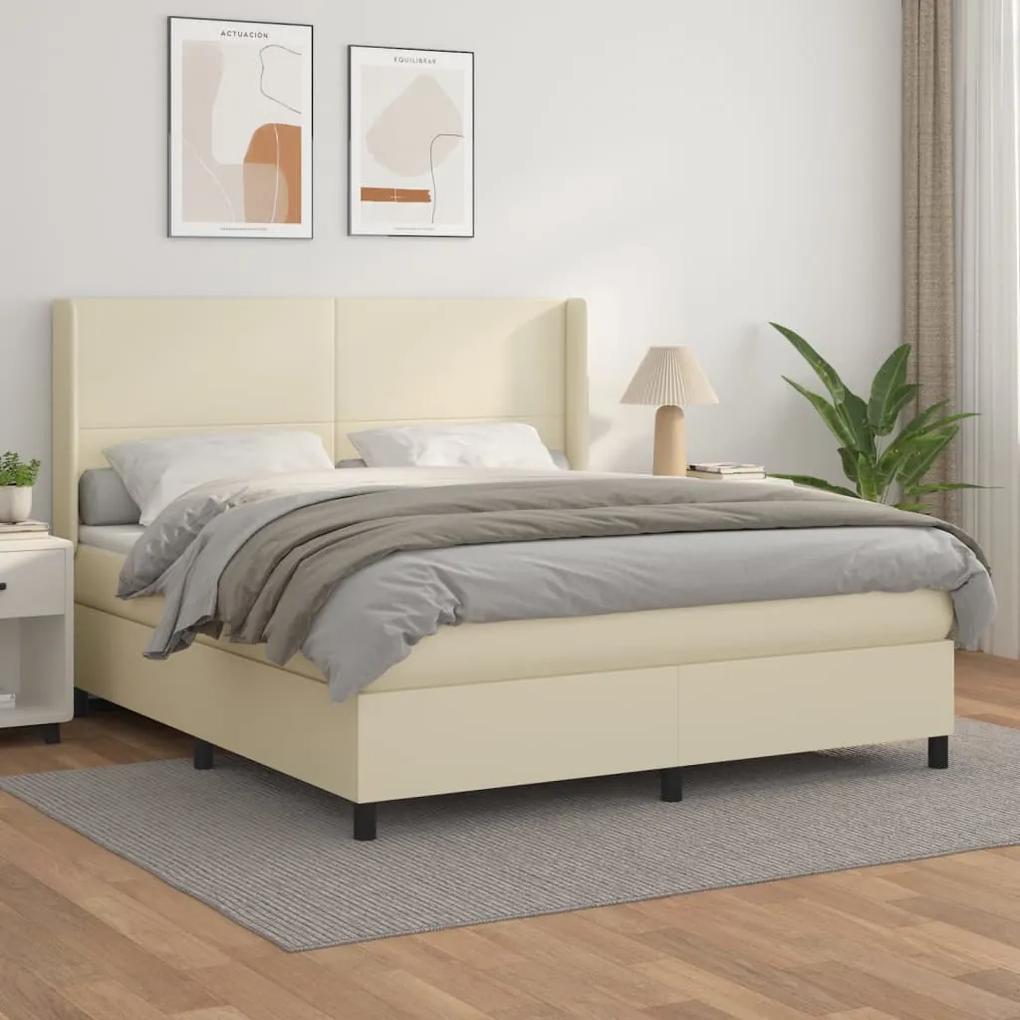 Boxspring posteľ s matracom krémová 180x200 cm umelá koža 3132395