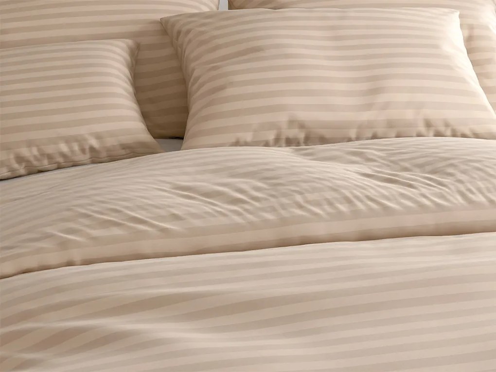 Hotelové obliečky z mikrovlákna JASMINE béžové - prúžok 2 cm Rozmer obliečky: 70 x 90 cm | 140 x 220 cm