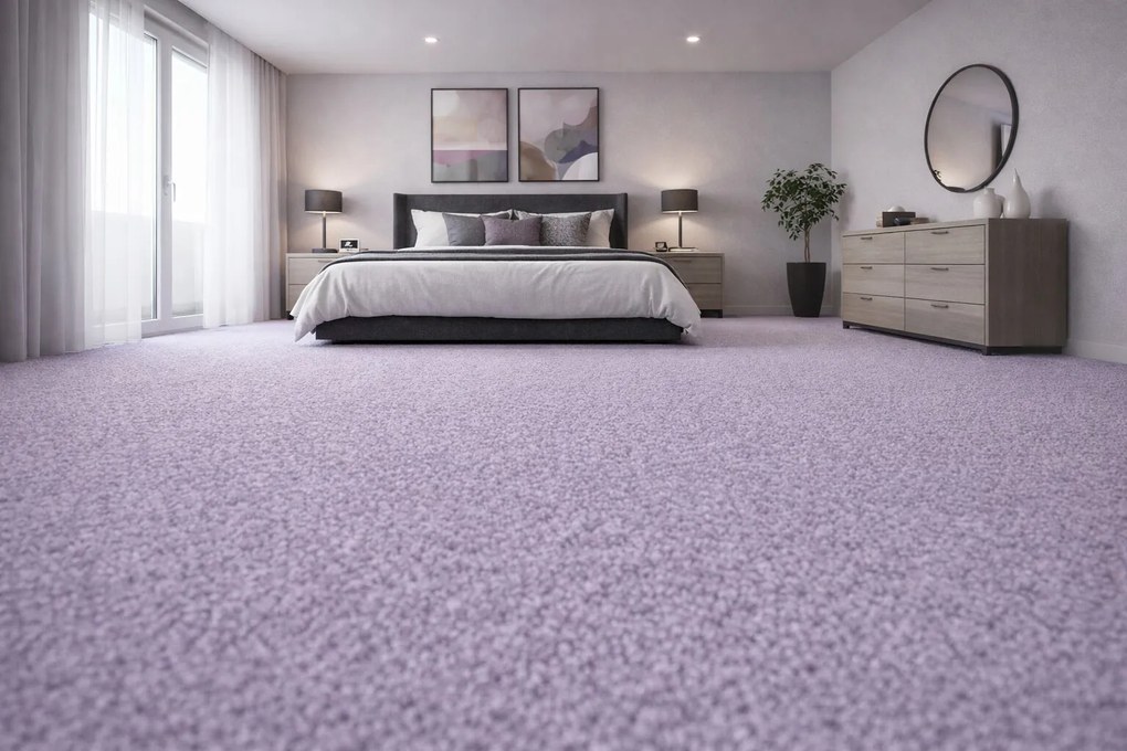Condor Carpets, Metrážny koberec Carousel 113, na mieru, šíře 4m, fialová, filc, detská izba