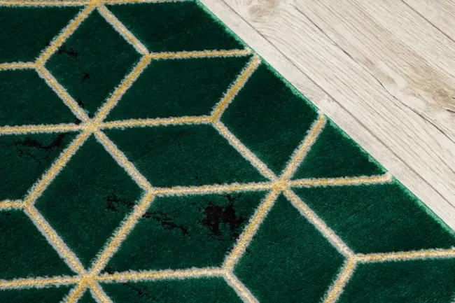 Behúň EMERALD exkluzívny 1014 glamour, styl kocka zelený/zlatý