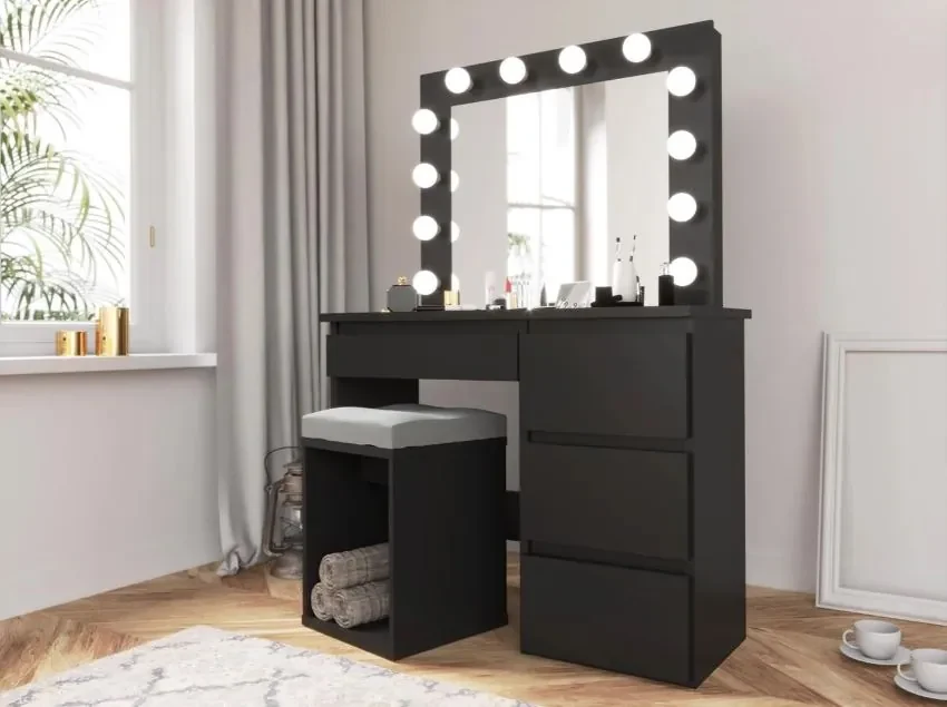 Bestent Toaletný stolík s LED zrkadlom Cleopatra Black