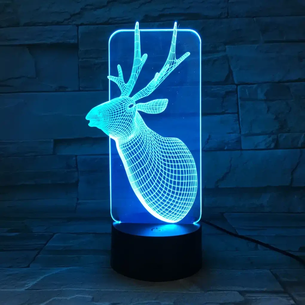 3Dmix 3DL-CRK036 – 3D LED nočná lampa - Jeleň (Crack základňa)