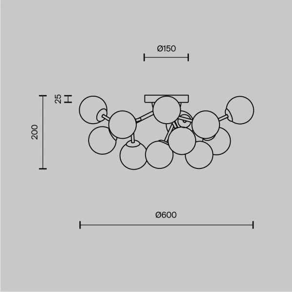 Maytoni MOD545CL-12B - Stropné svietidlo DALLAS 12xG9/28W/230V čierna/dymová