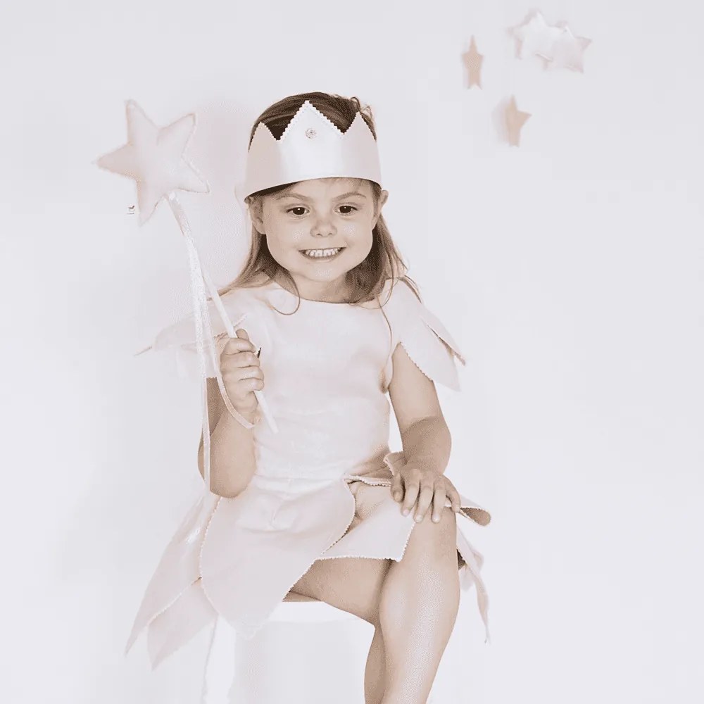 Ľanový kúzelný prútik púdrovo ružový so striebrom