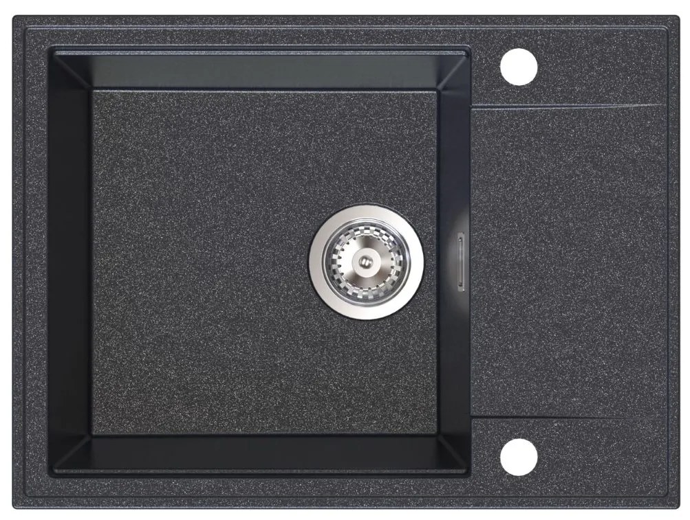Sink Quality Sink55, kuchynský granitový drez 620x460x215 mm, čierna škvrnitá, SKQ-SINK.B.1KKO