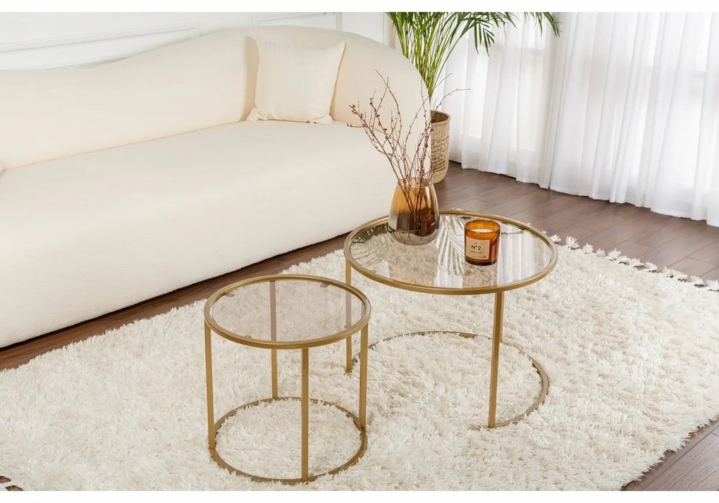 Súprava konferenčných stolíkov Aurum Gold and Bronze 60 cm, 2 ks