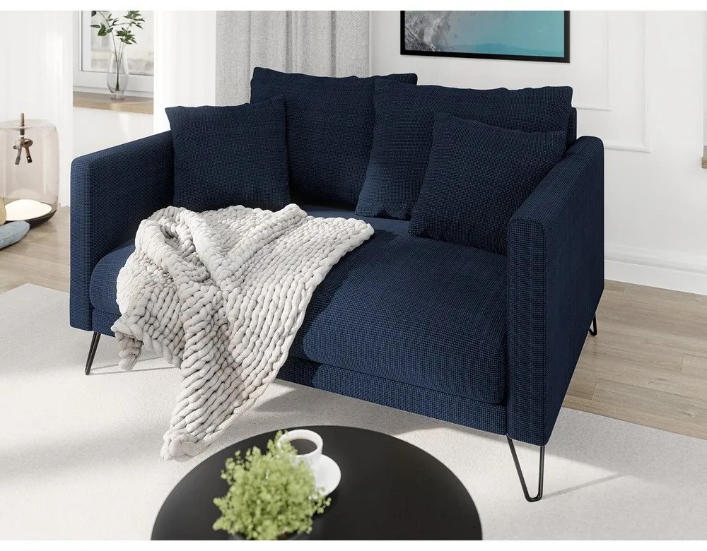 Tmavomodrá ženilková pohovka 140 cm Freya – Ropez