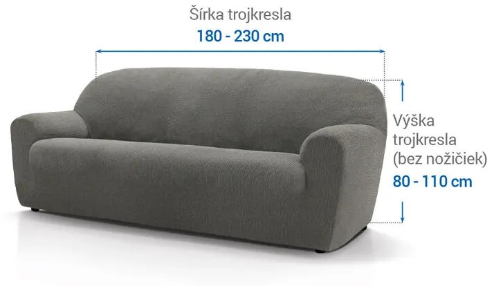 Super strečové poťahy HARMONIA šedá trojkreslo (š. 180 - 230 cm)