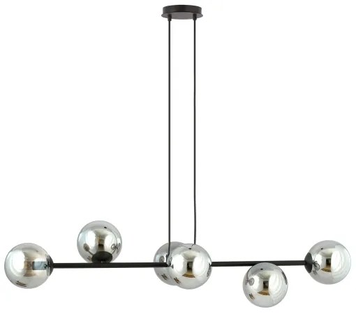 Luster na lanku ROSSI 6xE14/10W/230V čierna/šedá
