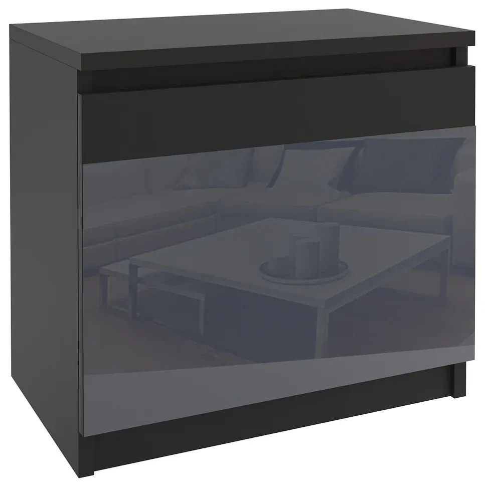 Nočný stolík Belini čierny / šedý BM SN1/0/B/B/S/0