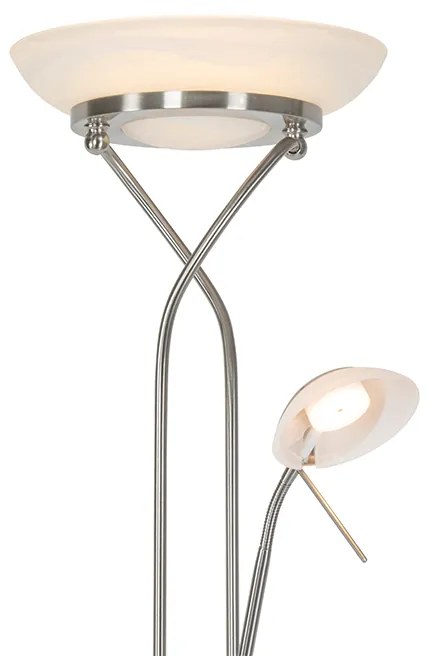 Stojaca lampa z ocele vrátane LED a stmievača s lampou na čítanie - Empoli