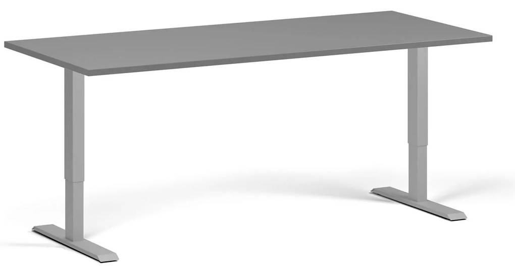 Výškovo nastaviteľný stôl, 180x80 cm, 1 motor, sivá podnož, grafit