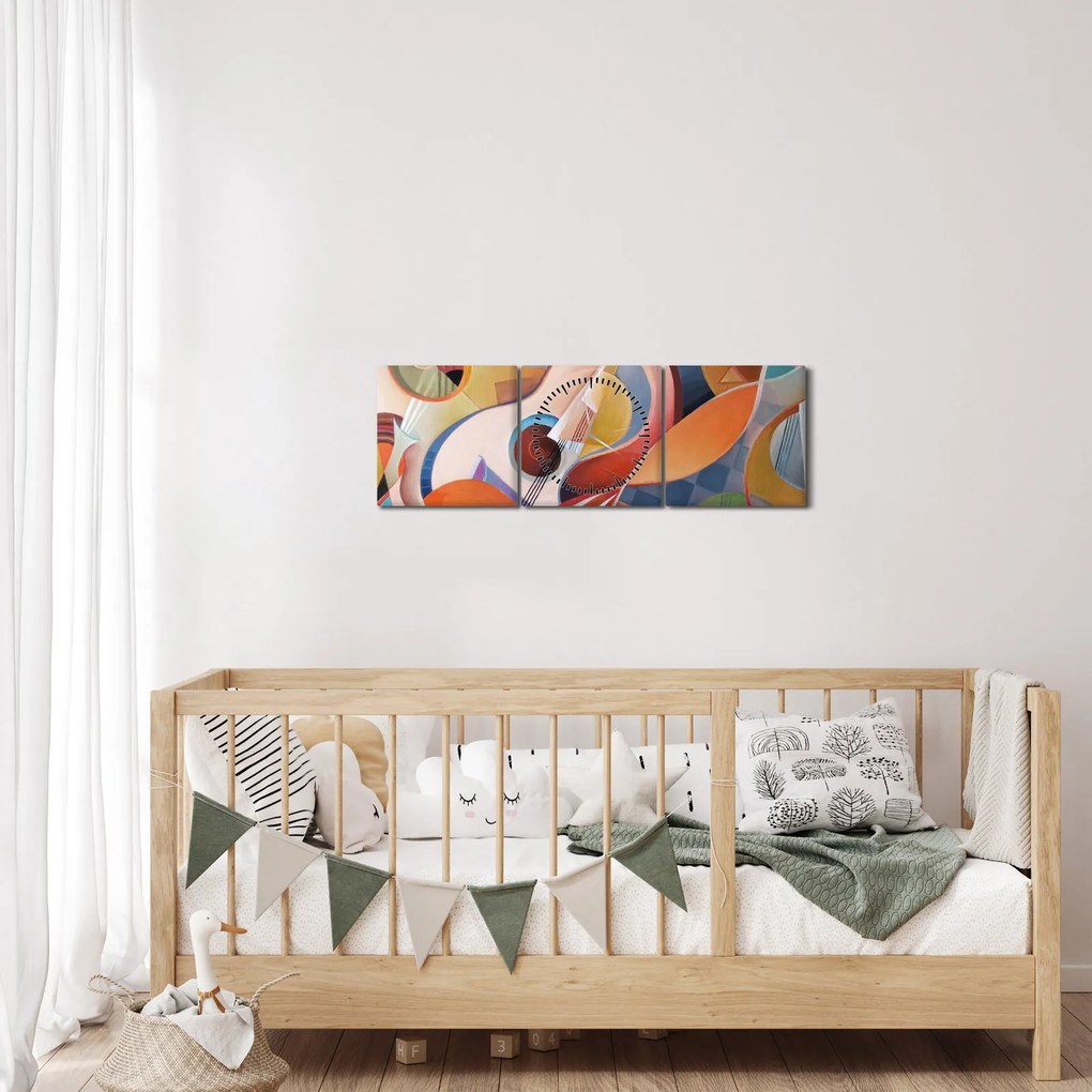 Obraz - Hudobný abstrakt (s hodinami) (90x30 cm)