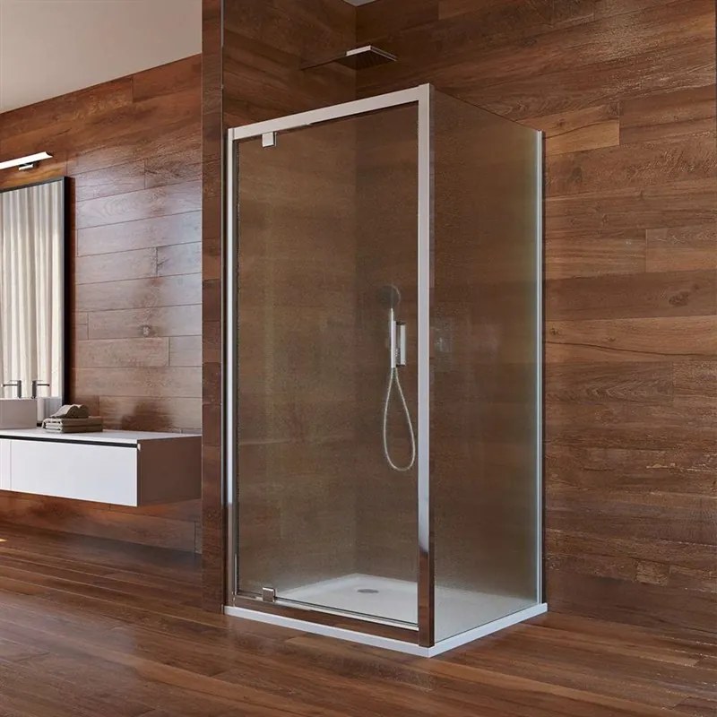 Mereo Lima, sprchovací kút 900x900 cm, štvorec, pivotové dvere a pevný diel, chróm ALU, sklo Point, MER-CK86922K