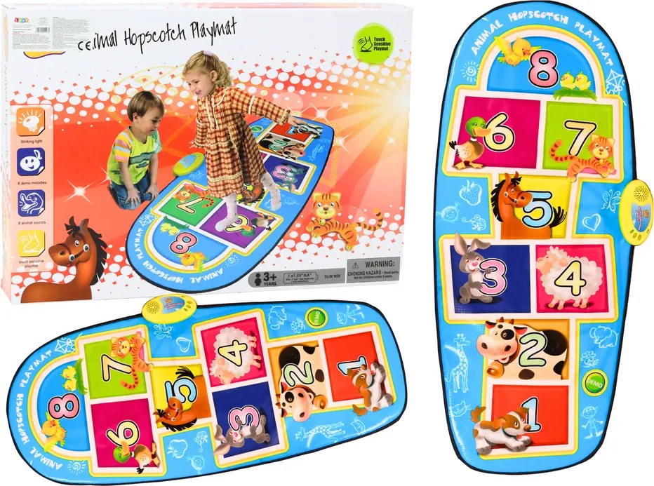 LEAN Toys Tanečná podložka Interaktívna hra v triede Zvieratá 8 melódií