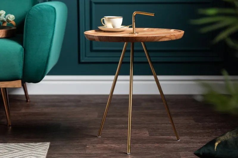 Simply Clever odkladací stolík zlatá/natur Ø41 cm
