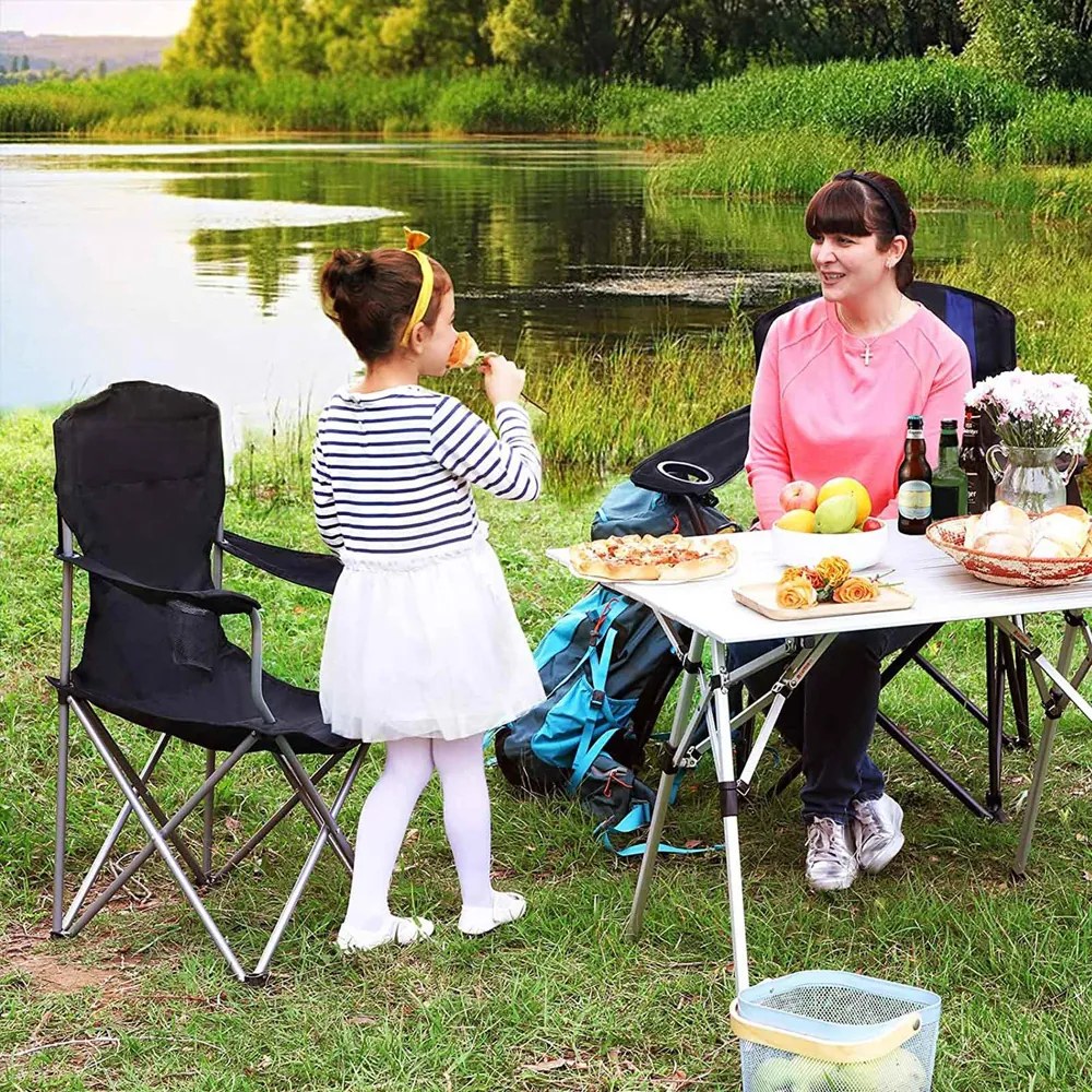Kempingové stoličky NOMAD, set 2ks, čierna SongmicsHome