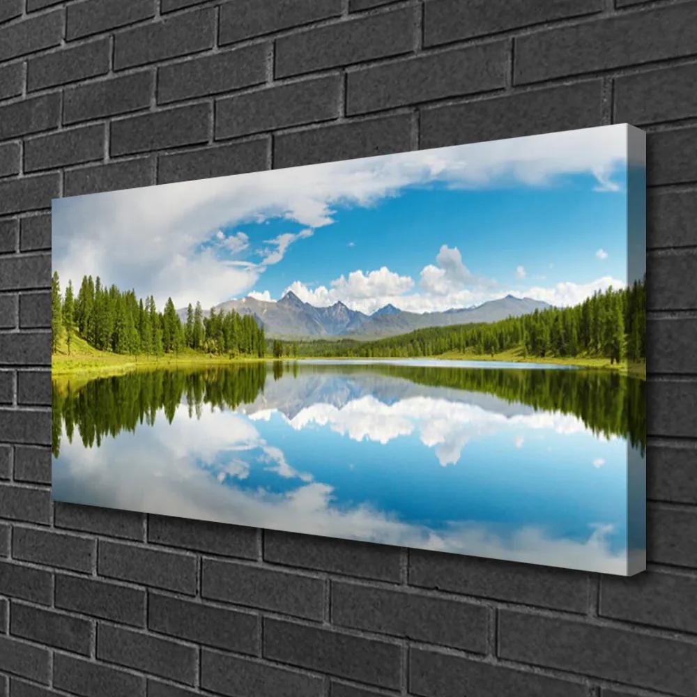 Obraz Canvas Les jazero hory príroda 125x50 cm