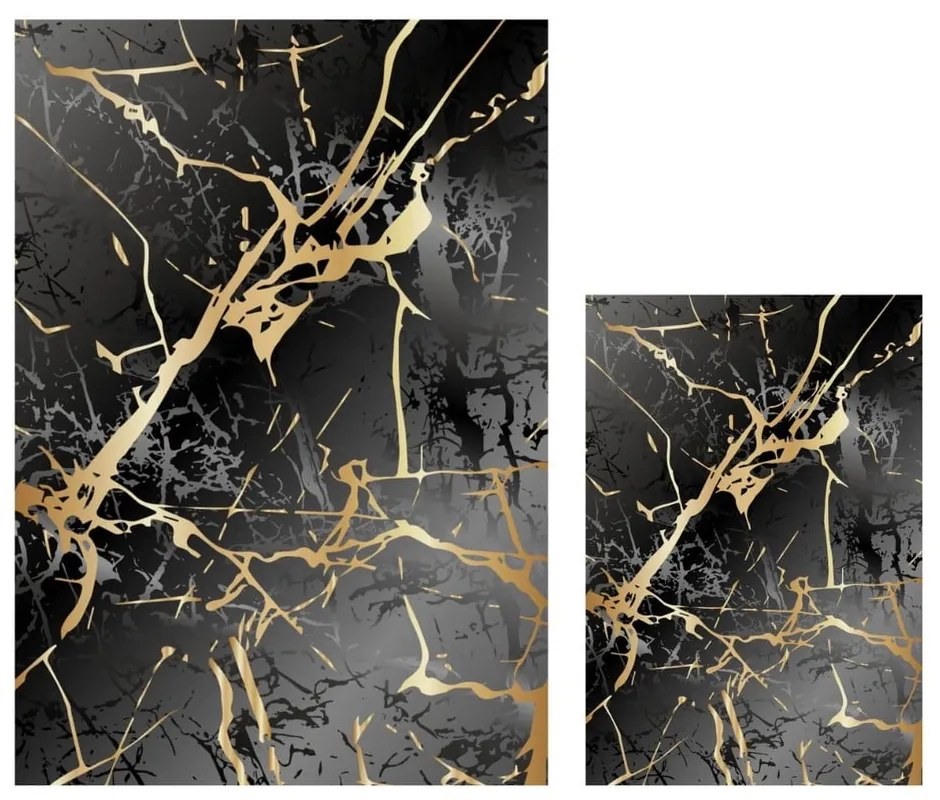 Čierne/v zlatej farbe kúpeľňové predložky v súprave 2 ks 60x100 cm Cracks – Mila Home