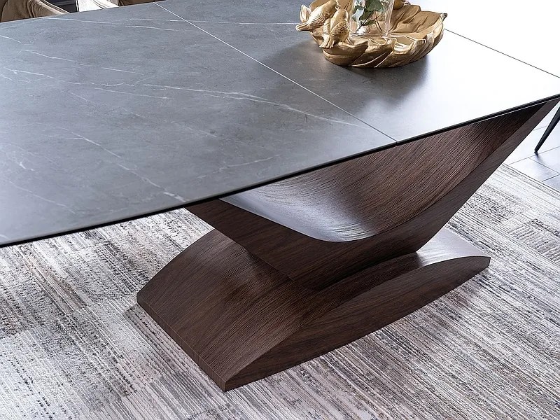 Rozkladací jedálenský stôl 180-240 cm Danyell (sivá + orech) (pre 8 a viac osôb). Akcia -14%. Vlastná spoľahlivá doprava až k Vám domov. 1050106