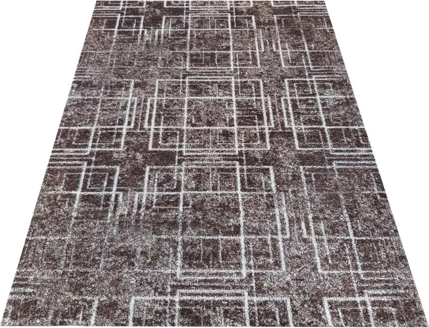 DY Hnedý koberec s bielymi linkami Panamero 09 Rozmer: 60x100 cm