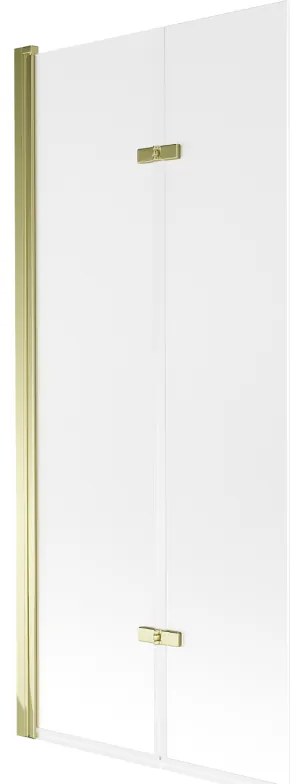 Mexen Castor, vaňová zástena 2-krídlová 80 x 150 cm, otočné krídlo, 6 mm námraza sklo, zlatý profil, 892-080-002-50-30