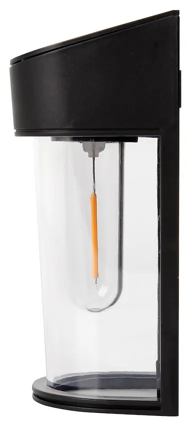 Exteriérové solárne nástenné svietidlo Eno, 1x transparentné/čierne plastové tienildlo