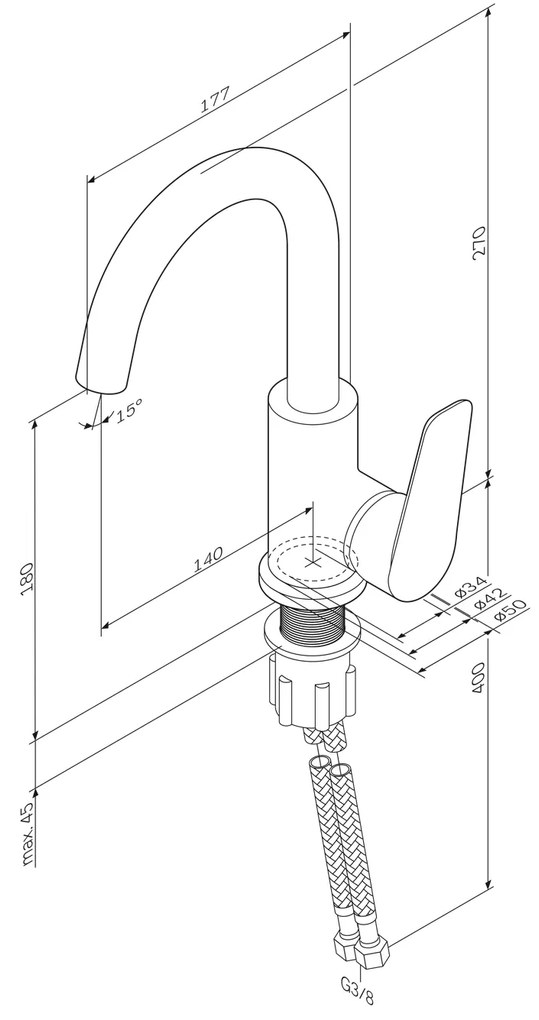 Umývadlová batéria AM.PM Hit FTA02700 jednopáková, chróm