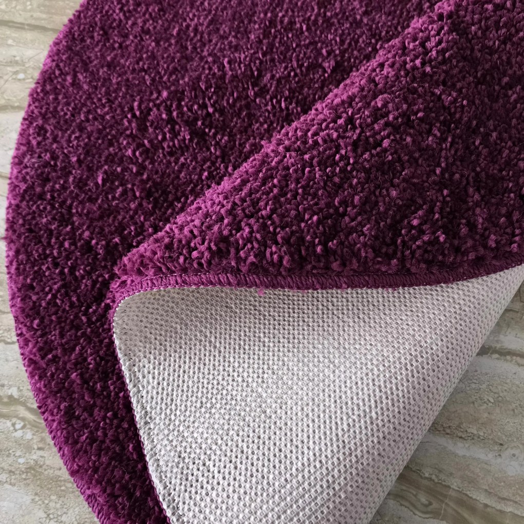 DY Okrúhly fialový shaggy koberec Kamel Rozmer: 140 cm