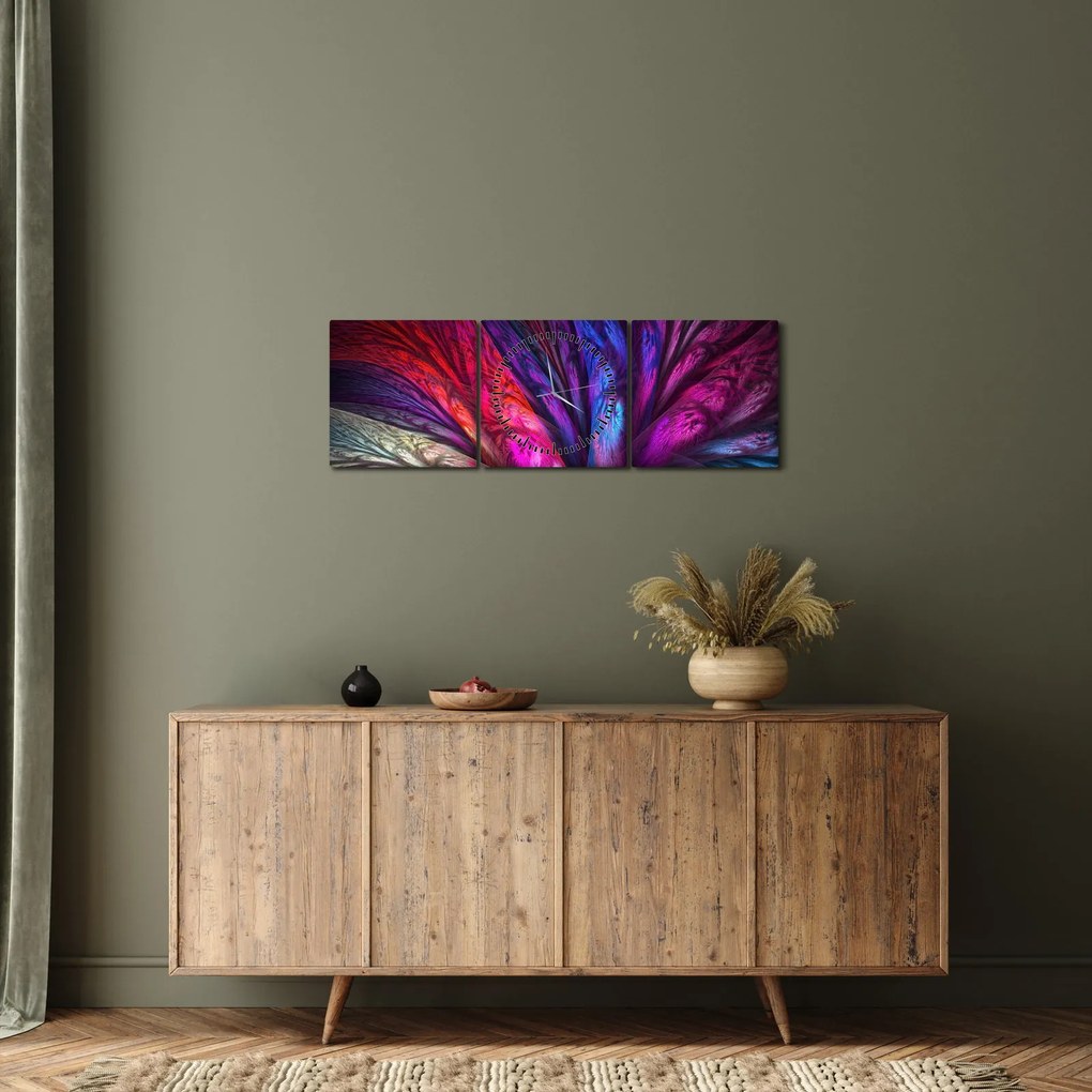 Abstraktný obraz stromu (s hodinami) (90x30 cm)