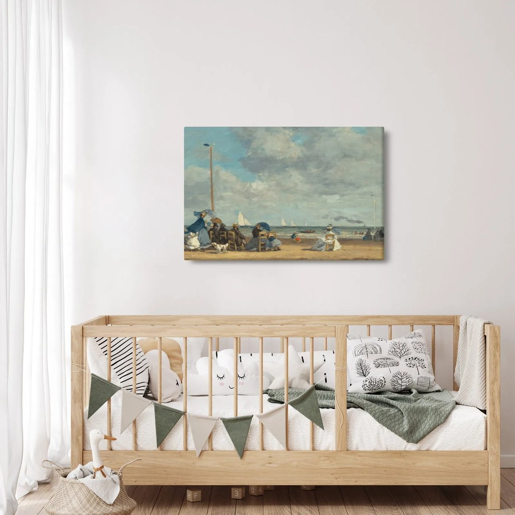 Obraz - Eugène Boudin, Beach at Trouville, reprodukcia (90x60 cm)