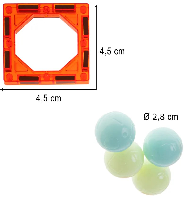 Magnetická stavebnica KIK – svietiaca guľôčková dráha Marble, 49 dielov