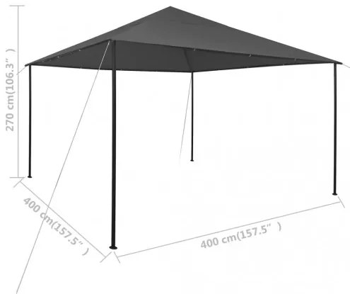 vidaXL Altánok 4x4x2,7 m, antracitový 180 g/m²-