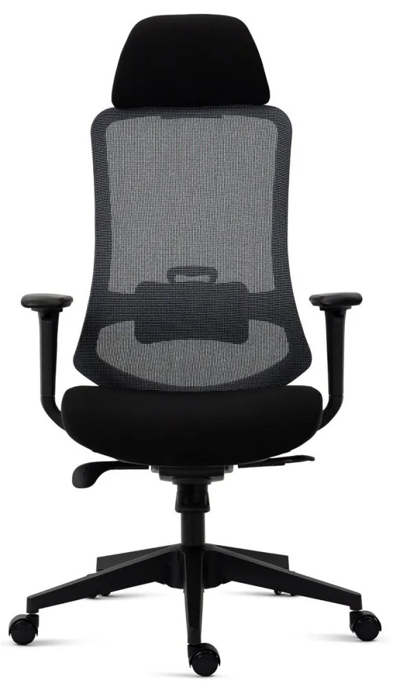 Kancelárska ergonomická stolička BULMA — sieťovina / látka, čierna