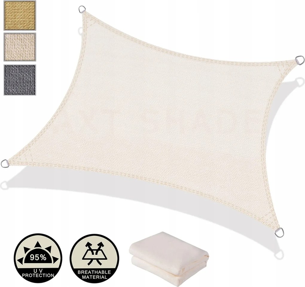 Slnečná plachta na terasu balkón krémová 4x5 m obdĺžniková