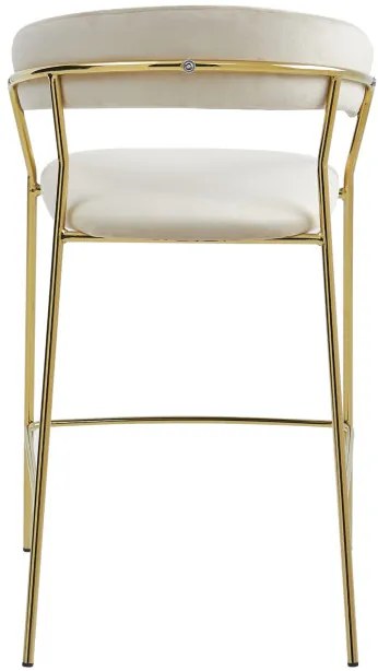 Barová stolička BADIA zamatová béžová (zlaté nohy)