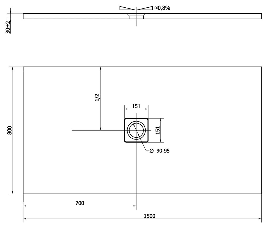 Polysan, FLEXIA sprchová vanička z liateho mramoru s možnosťou úpravy rozmeru 150x80x3cm, 72901