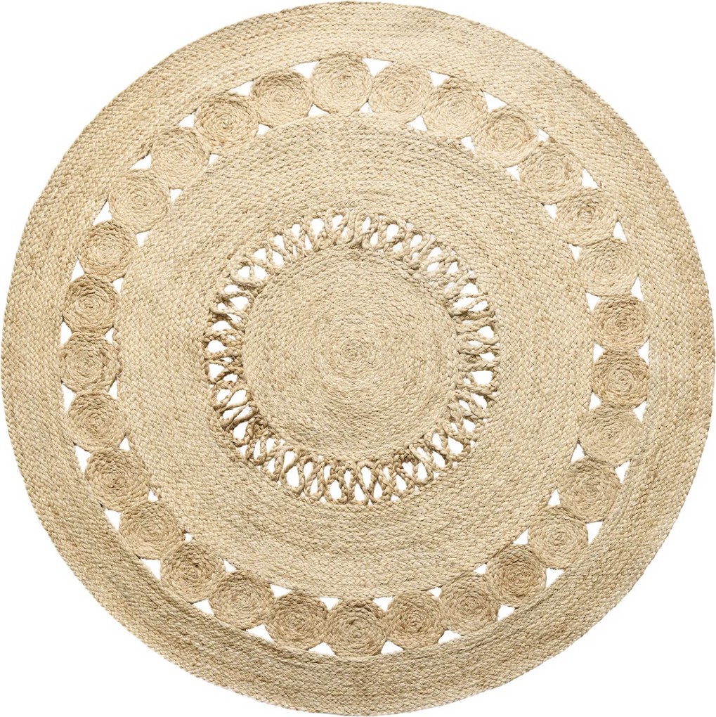 Diamond Carpets India, Ručne viazaný kusový koberec Zora J 29 Natural kruh, 120x120 (priemer) kruh, béžová, chodba / predsieň