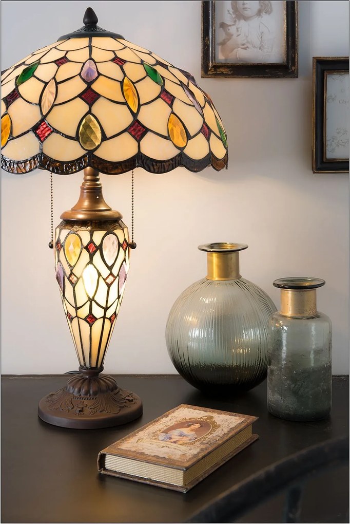 Stolná lampa Tiffany Sun stones - 40 * 60cm 2x E27 / 60W