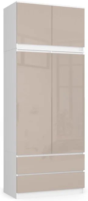 Skriňa s nadstavcom S 90 cm 2D 2SZ CLP cappuccino, lesk
