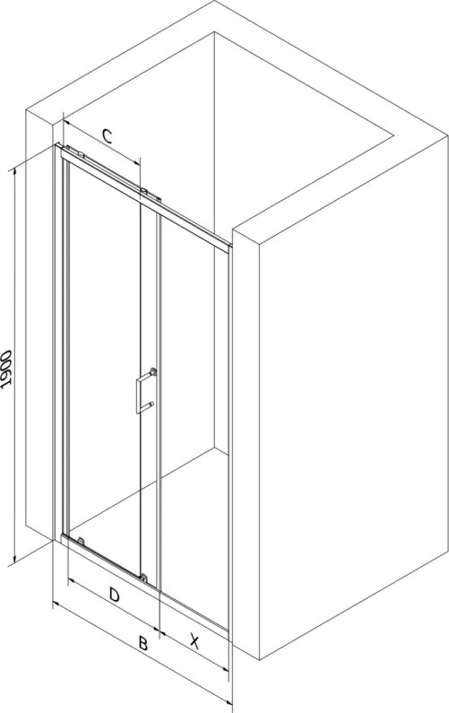 Mexen Apia, posuvné dvere do otvoru 135 x 190 cm, 6mm číre sklo, chrómový profil, 845-135-000-01-00