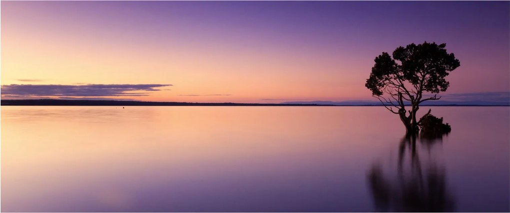 Obraz vodnej hladiny pri východe slnka (120x50 cm)