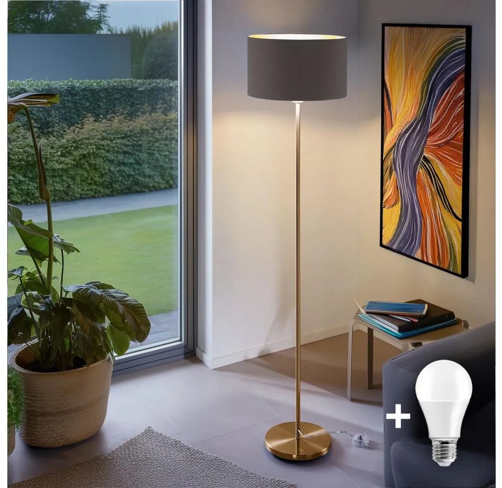 LED stojacia lampa TUNJA 1xE27/20W/230V priemer 38 cm zlatá/taupe