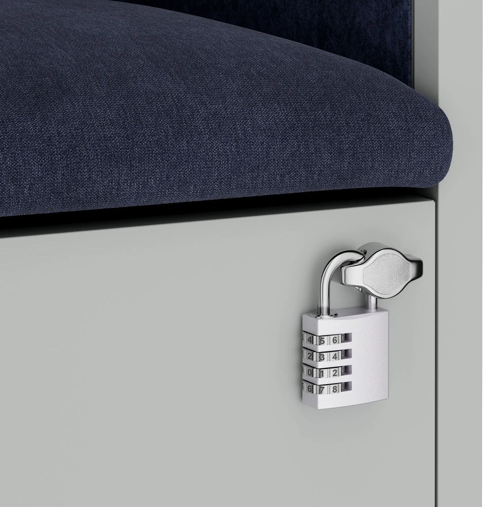 Akustická kabína SALLY MentalBox 1150 mm – sivý korpus, tmavomodré sedadlo