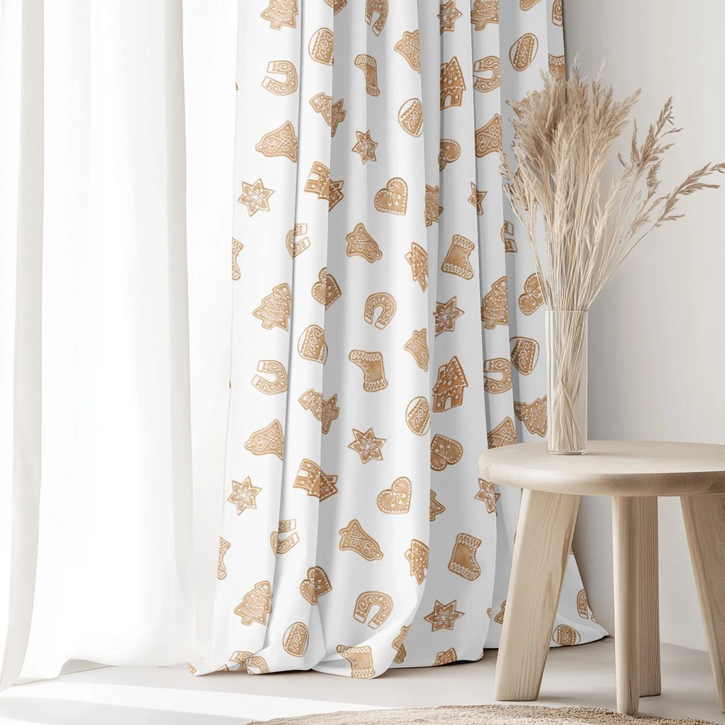 Goldea vianočný dekoračný záves - perníčky 180x150 cm