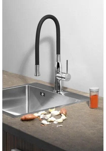 Sapho - Drezová batéria s flexibilným ramienkom SILI čierna/lesklý chróm