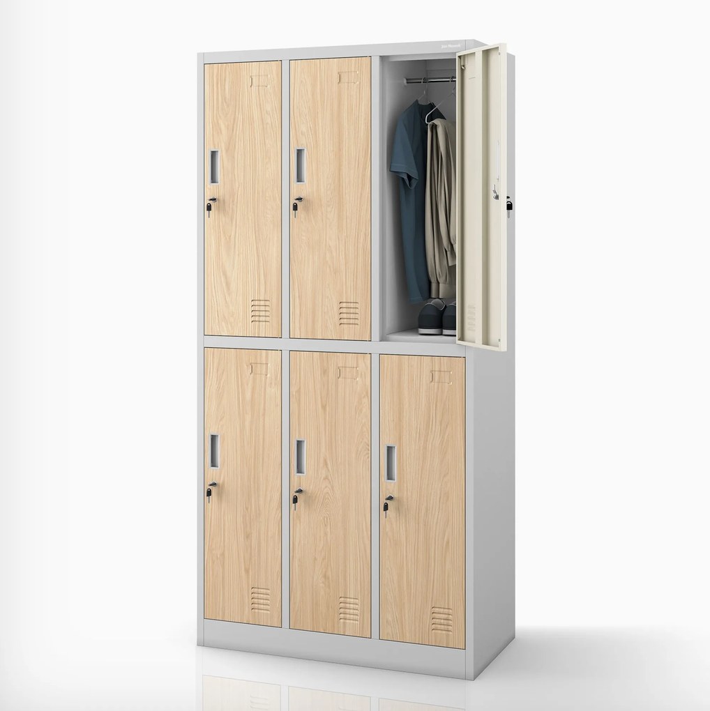 Šatníková skriňa BHP sivá / dub sonoma, 6-dverová: Eco Design IGOR, 900 x 1850 x 450 mm