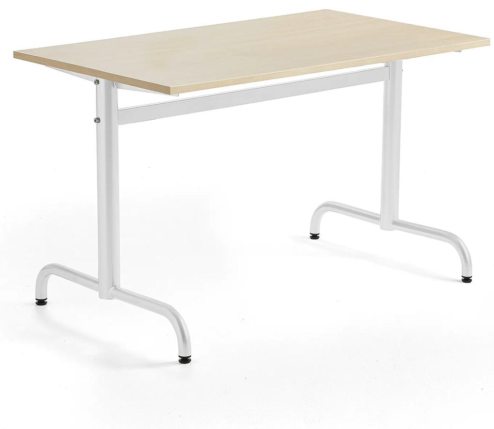 Stôl PLURAL, 1200x700x720 mm, HPL - breza, biela